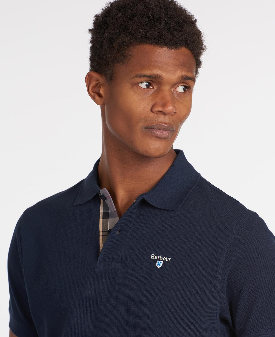 BARBOUR TARTAN PIQUE POLO - NEW NAVY