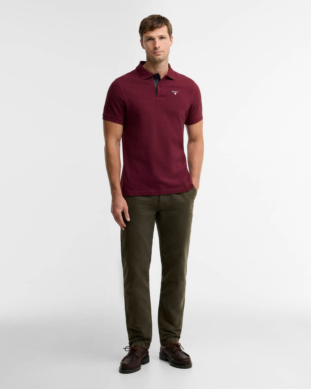 BARBOUR TARTAN PIQUE POLO - RUBY