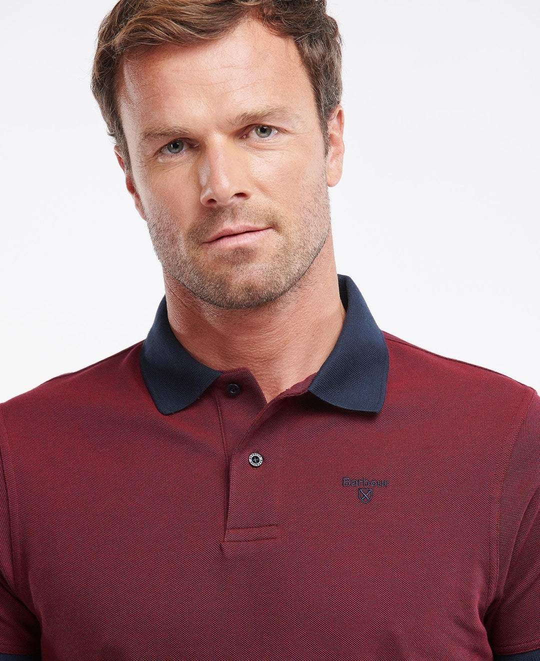 BARBOUR SPORTS POLO MIX - DARK RED