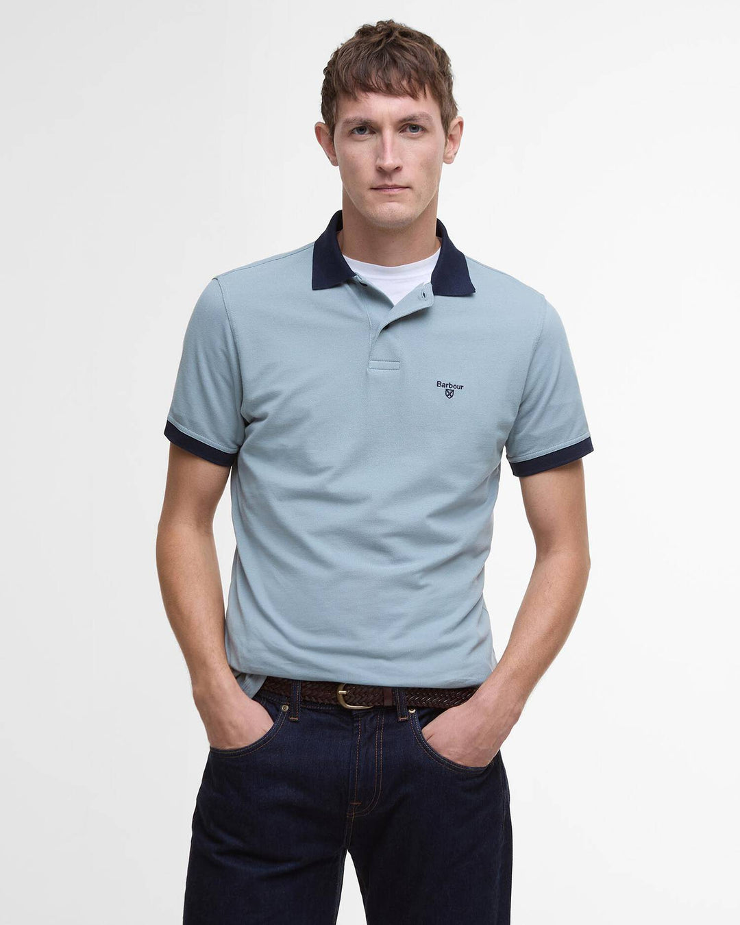 BARBOUR LYNMOUTH TIPPED POLO - LEAD