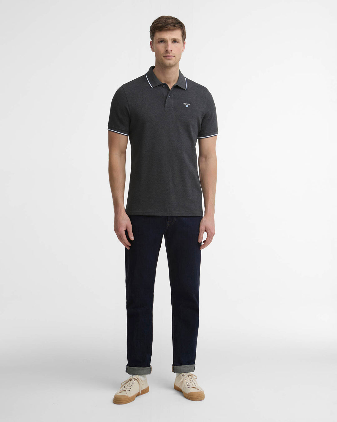 BARBOUR FIELDING TAILORED POLO - CHARCOAL