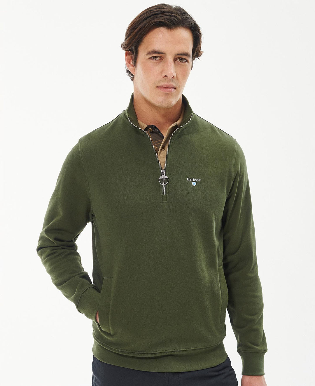 BARBOUR ROTHLEY HALF ZIP - OLIVE