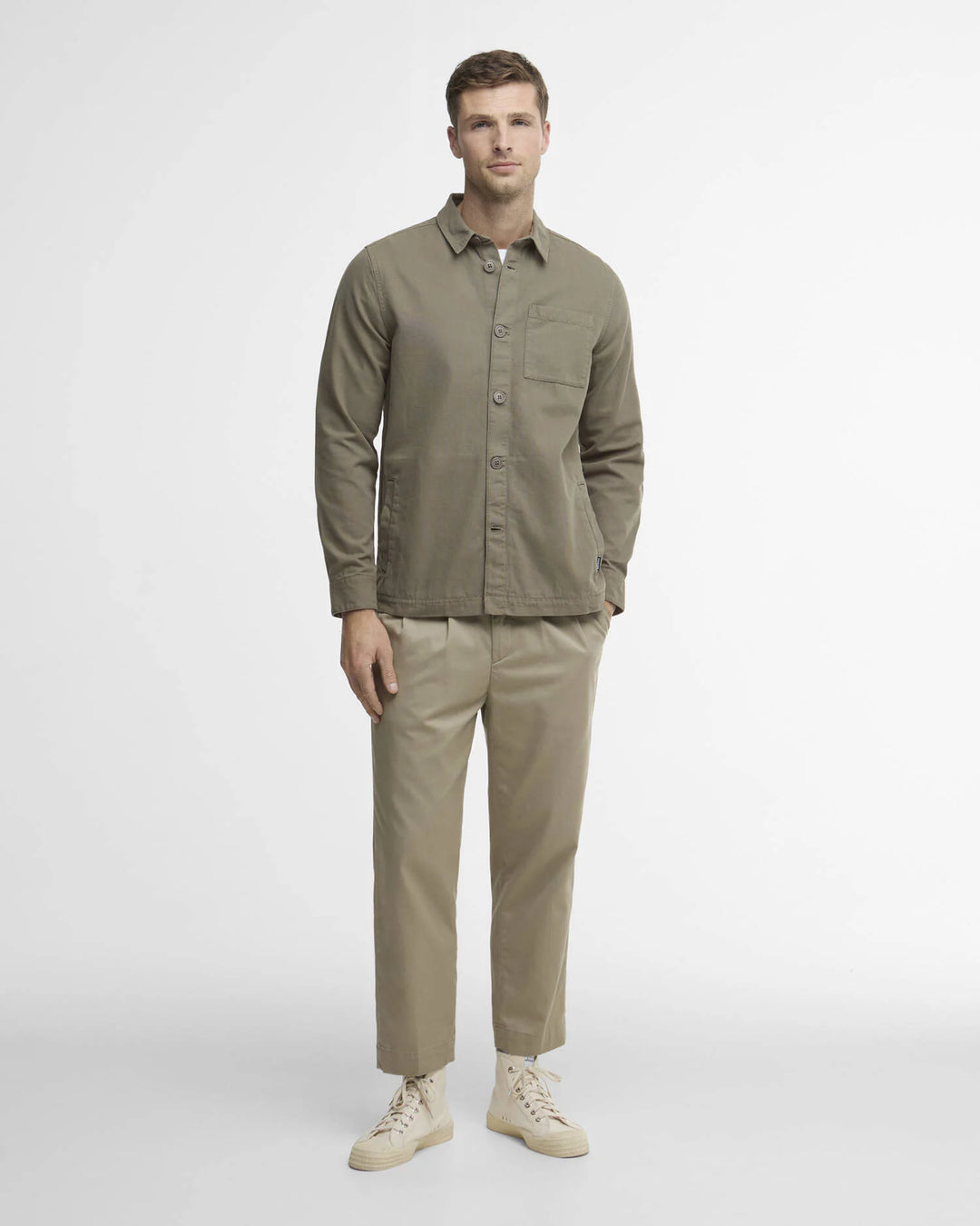 BARBOUR REGULAR WASHED OVERSHIRT - OLIVE
