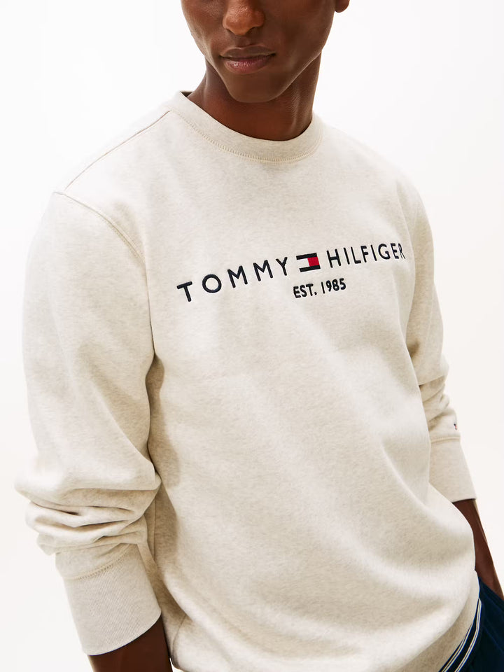 TOMMY HILFIGER TOMMY LOGO SWEATSHIRT - HTR OATMILK