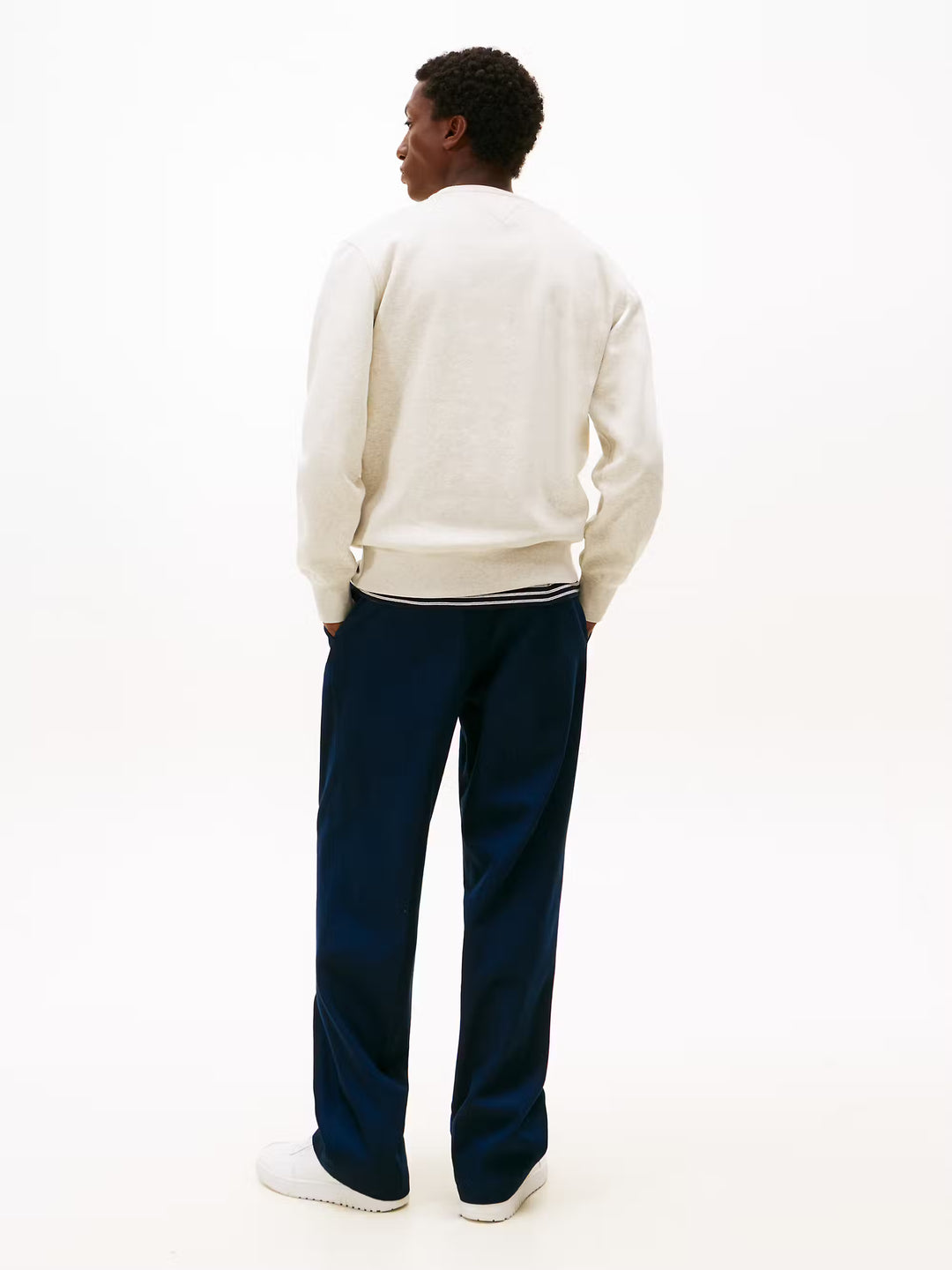 TOMMY HILFIGER TOMMY LOGO SWEATSHIRT - HTR OATMILK