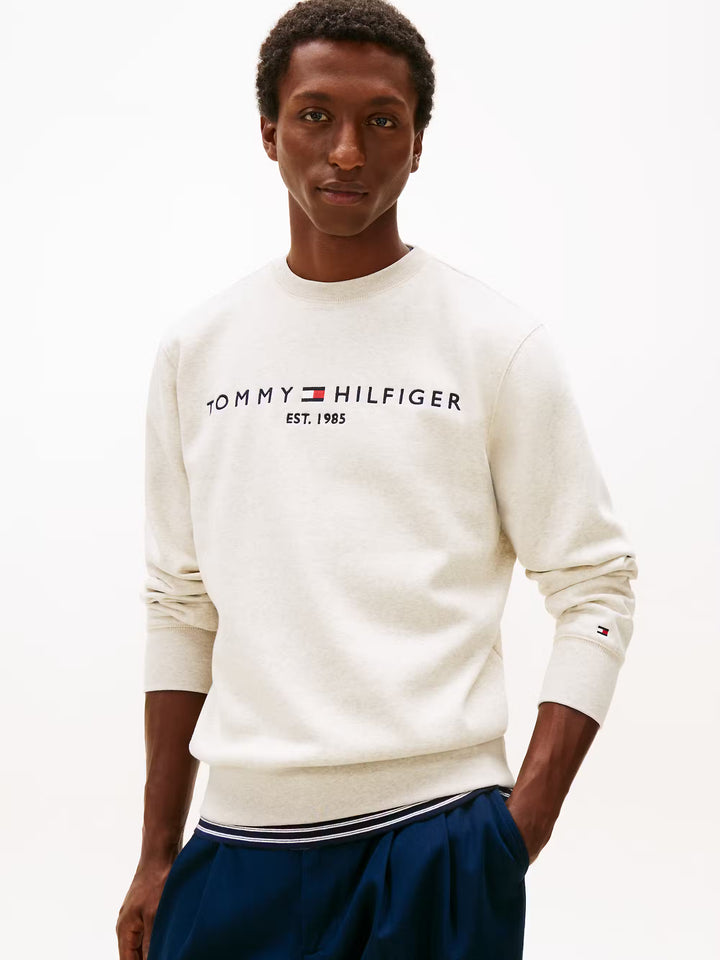 TOMMY HILFIGER TOMMY LOGO SWEATSHIRT - HTR OATMILK
