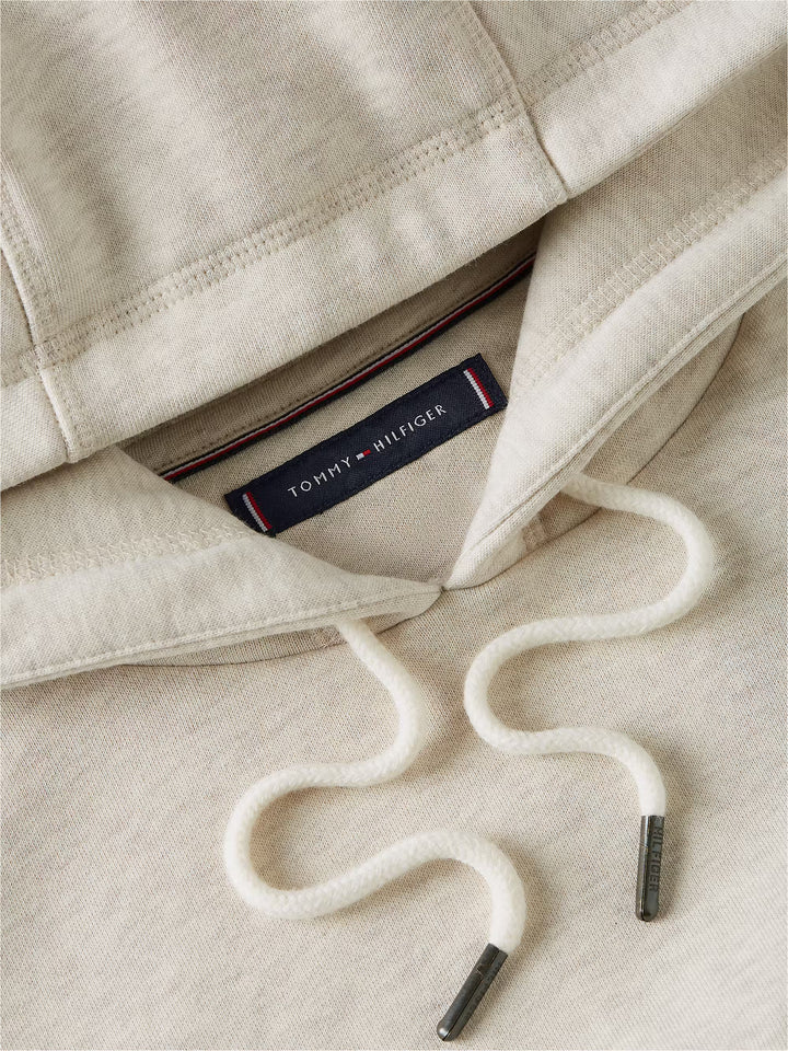 TOMMY HILFIGER TOMMY LOGO HOODY - HTR OATMILK