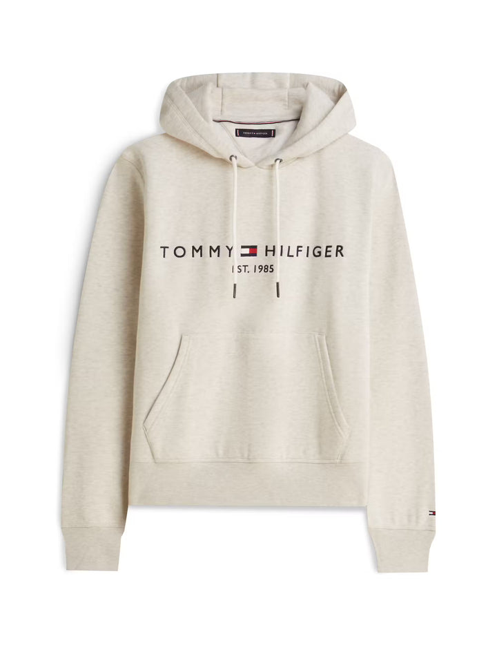 TOMMY HILFIGER TOMMY LOGO HOODY - HTR OATMILK