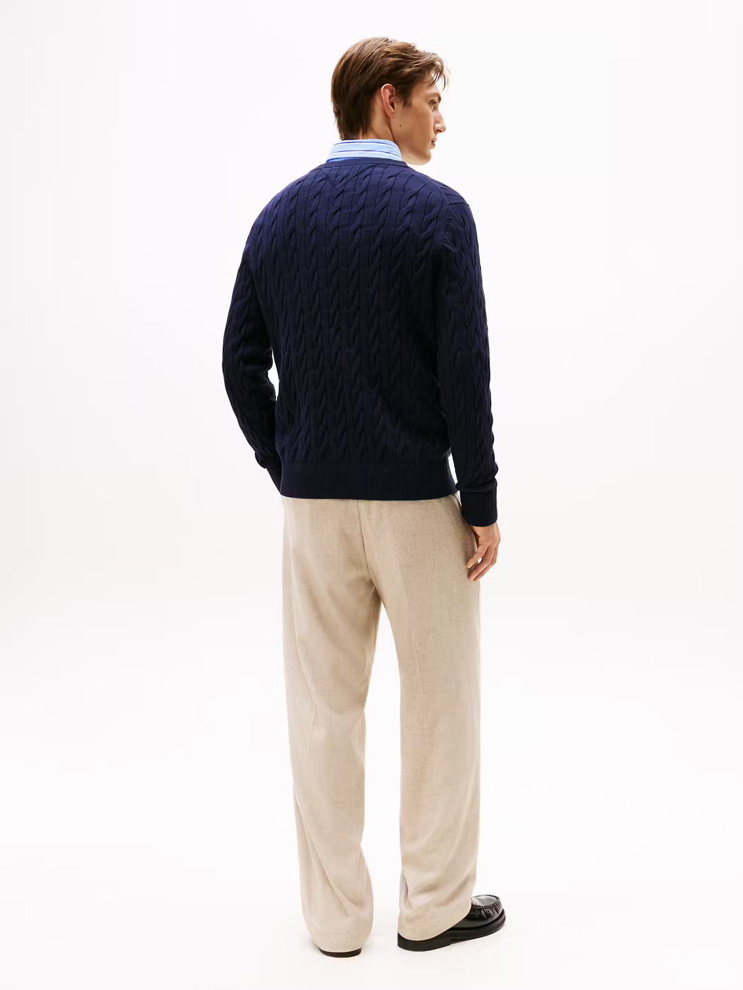 TH CLASSIC COTTON CABLE CREW NECK - NAVY