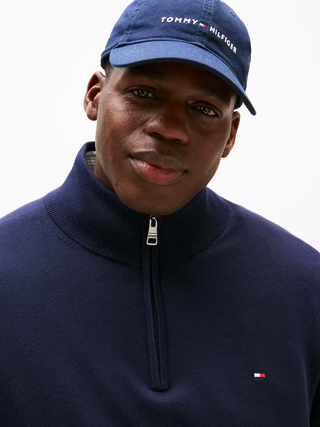 TOMMY HILFIGER BT-ESSENTIAL COTTON ZIP MOCK - NAVY