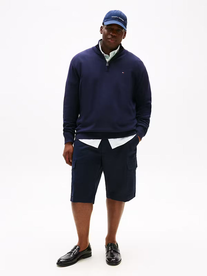 TOMMY HILFIGER BT-ESSENTIAL COTTON ZIP MOCK - NAVY