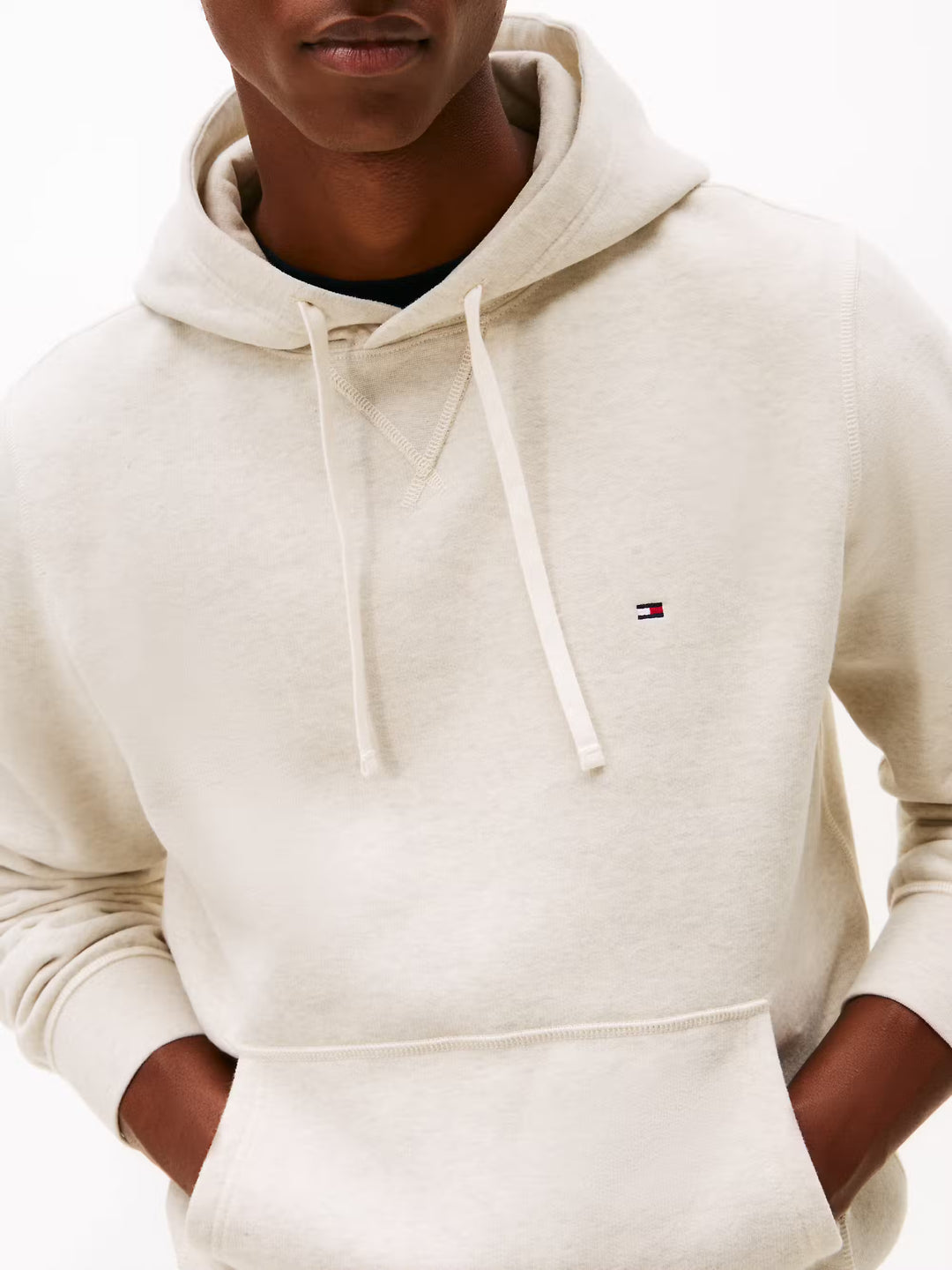 TH ESS SEASONAL FLEECE HOODY - HTR OATMILK