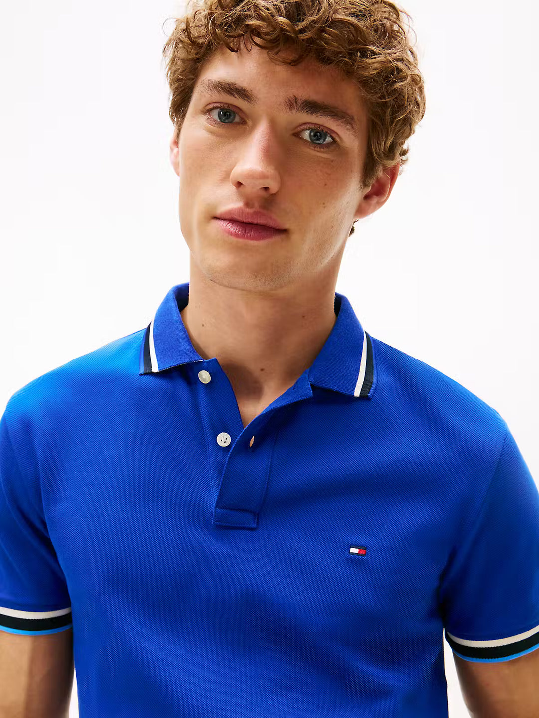 TOMMY HILFIGER CUFF INTEREST SLIM FIT POLO - WEDGE BLUE