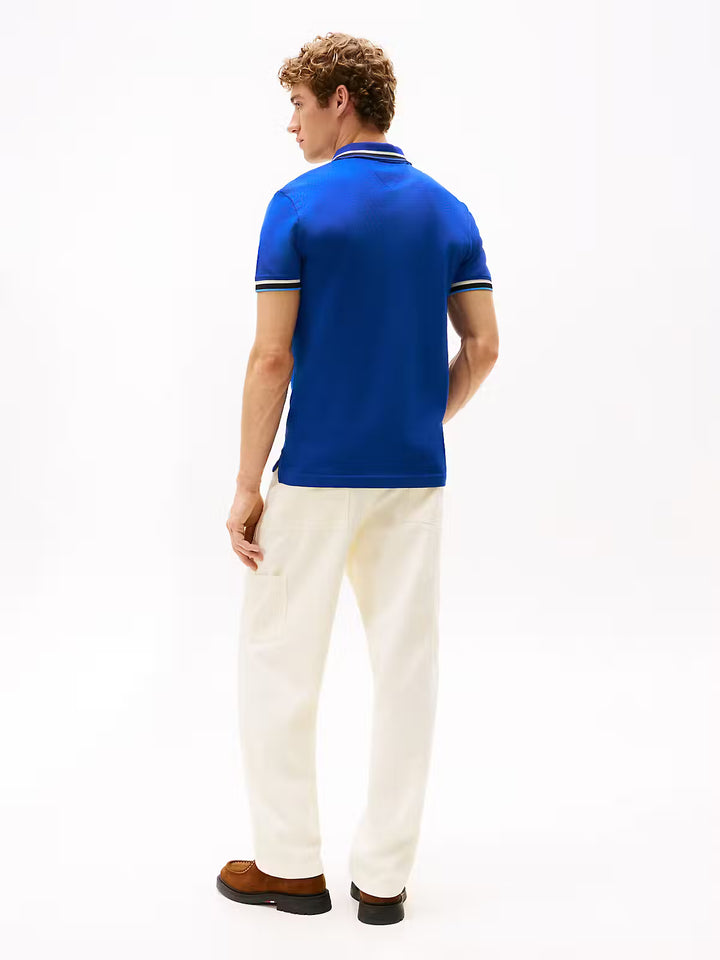 TOMMY HILFIGER CUFF INTEREST SLIM FIT POLO - WEDGE BLUE