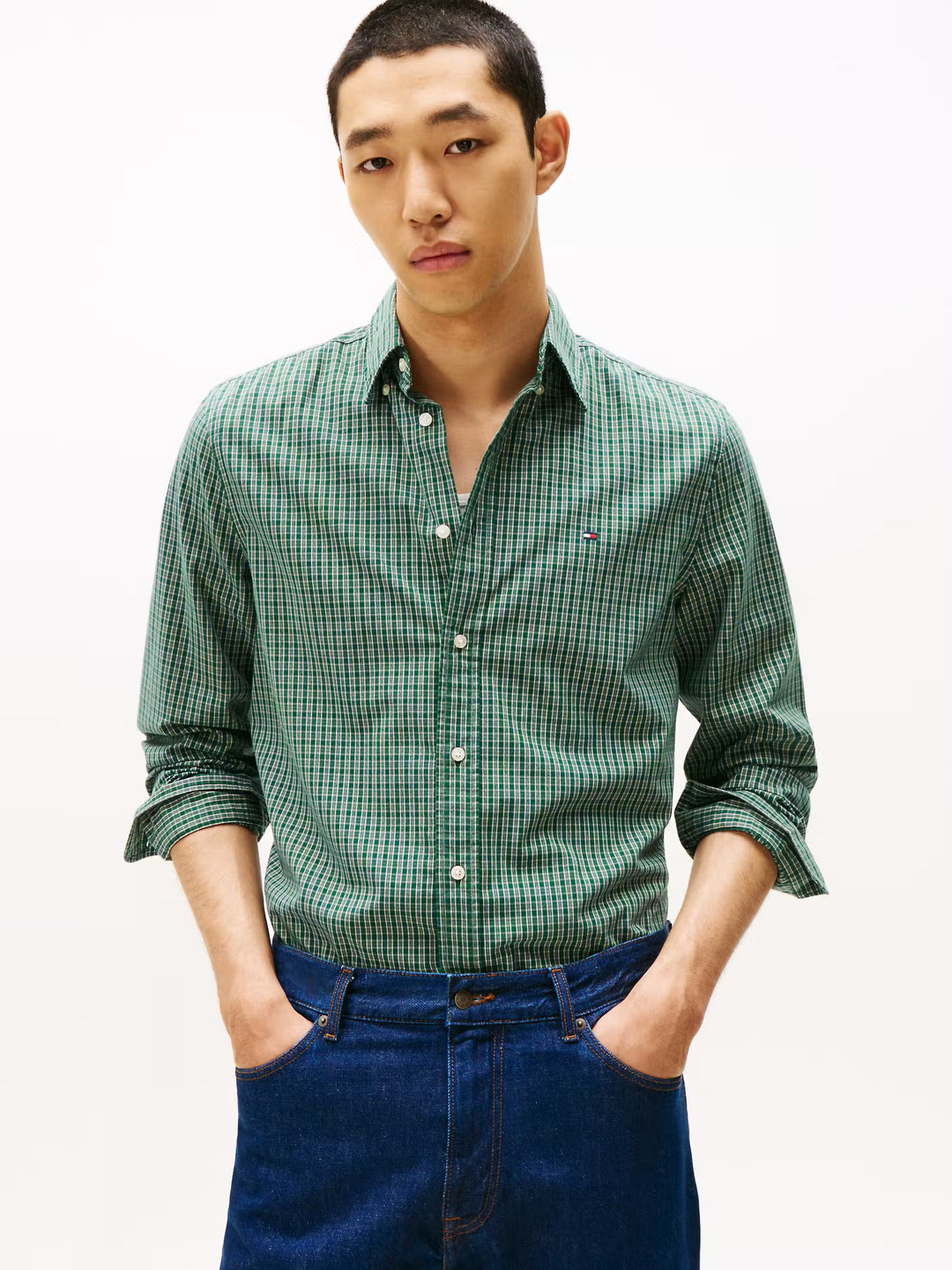 TH FLEX POPLIN MINI TARTAN RF - GREEN/CHECK