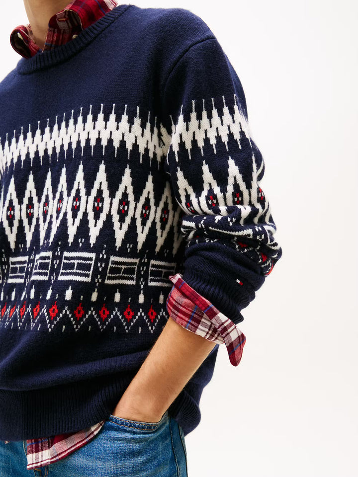 TH PLACED FAIRISLE WOOL BLEND CREW