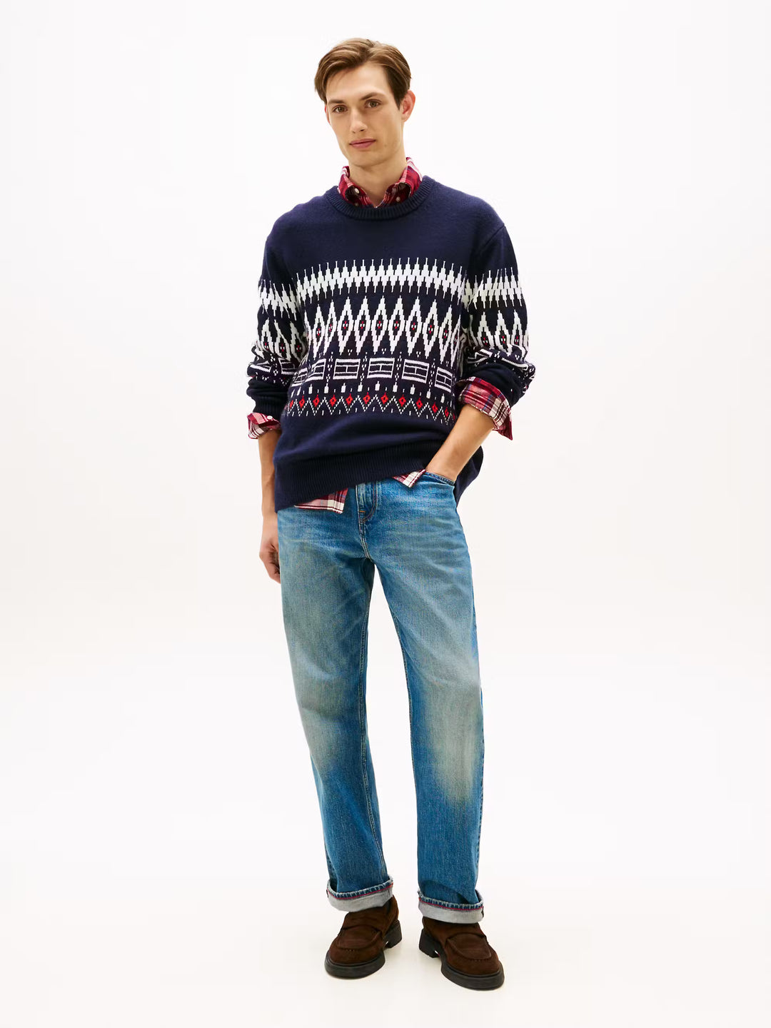 TH PLACED FAIRISLE WOOL BLEND CREW