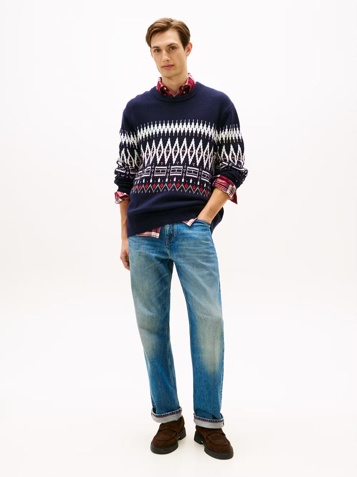 TH PLACED FAIRISLE WOOL BLEND CREW