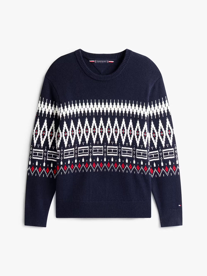 TH PLACED FAIRISLE WOOL BLEND CREW