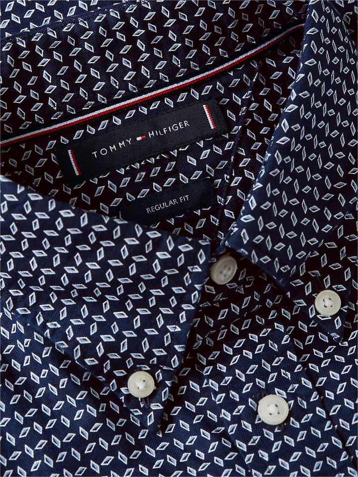 TOMMY HILFIGER LINEN BLEND PRT SS SHIRT - NAVY/ALLOVER