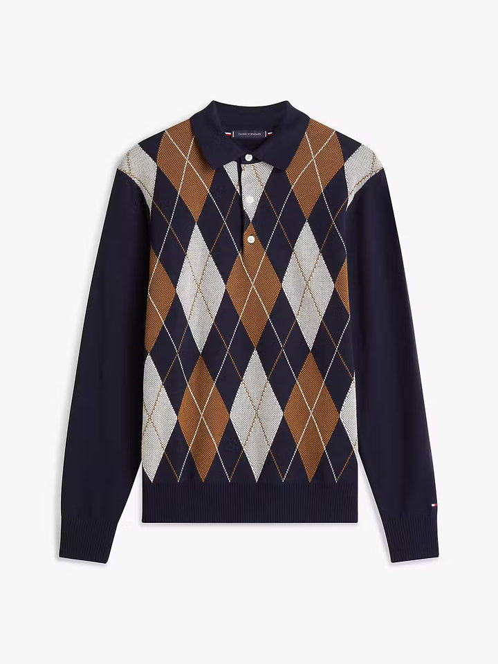TOMMY HILFIGER ARGYLE LS RUGBY - NAVY