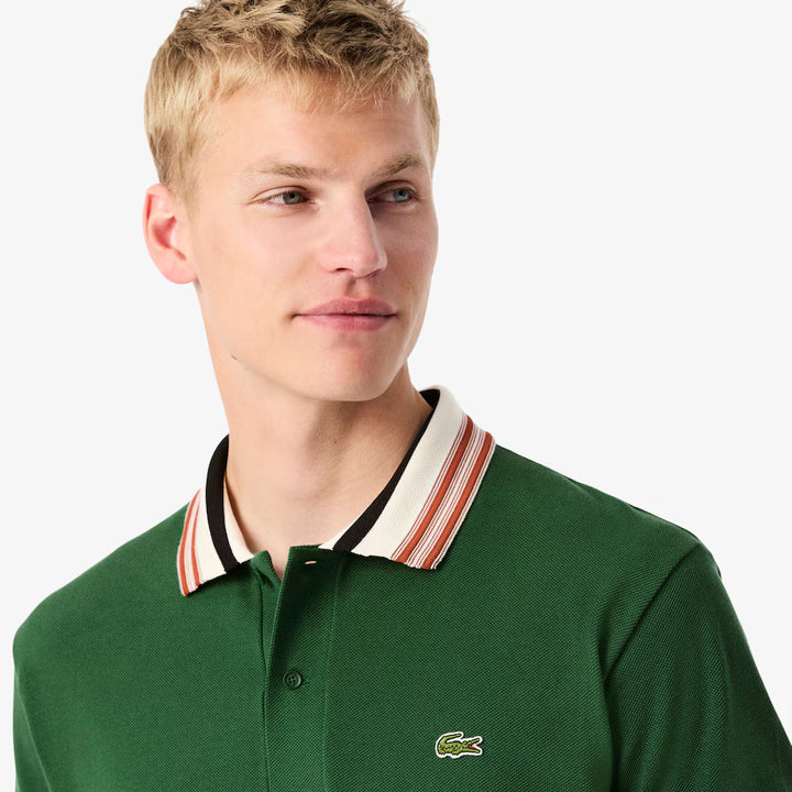 LACOSTE CLASSIC FIT STRIPE COLLAR - GREEN