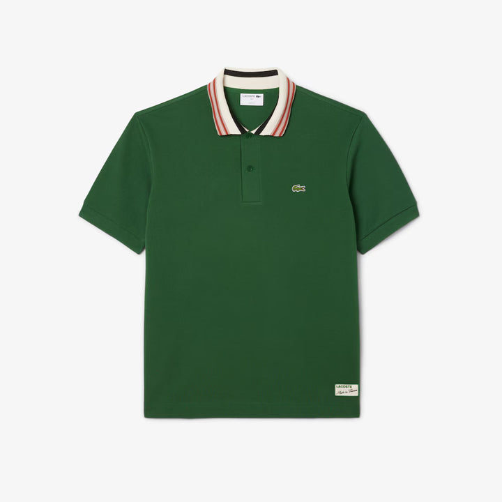 LACOSTE CLASSIC FIT STRIPE COLLAR - GREEN
