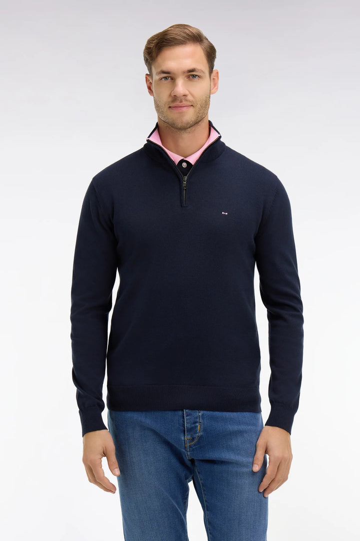 EDEN PARK COTTON 1/2 ZIP - NAVY