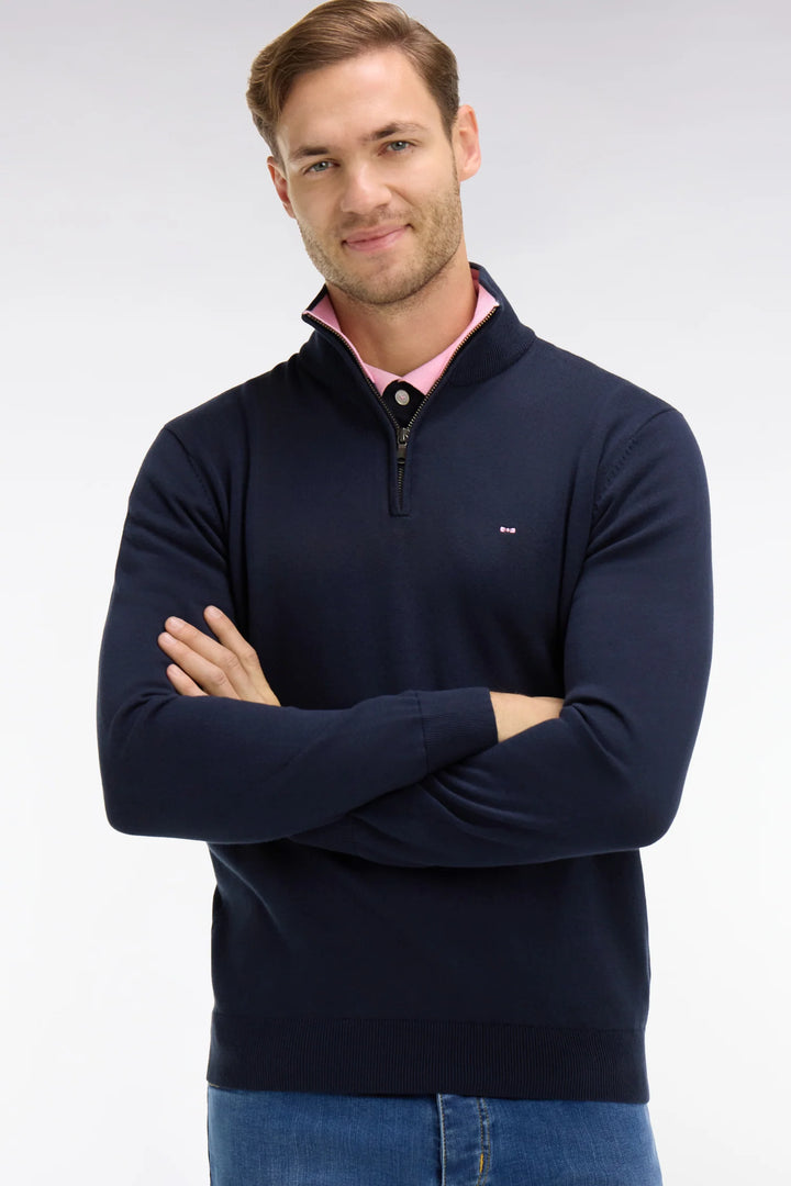 EDEN PARK COTTON 1/2 ZIP - NAVY