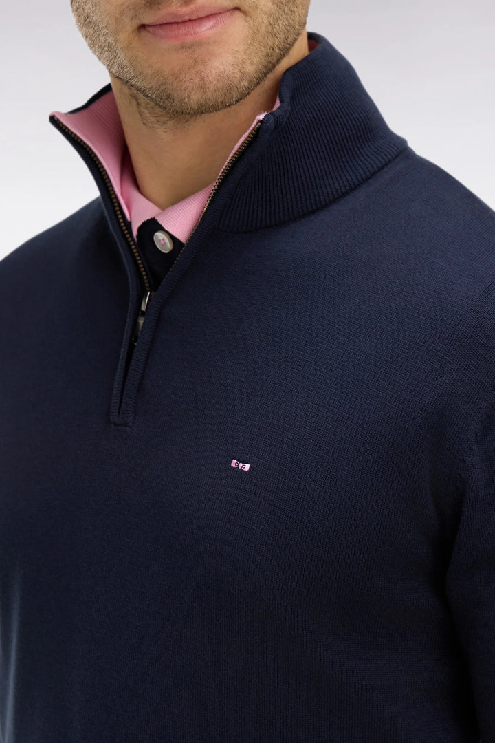 EDEN PARK COTTON 1/2 ZIP - NAVY