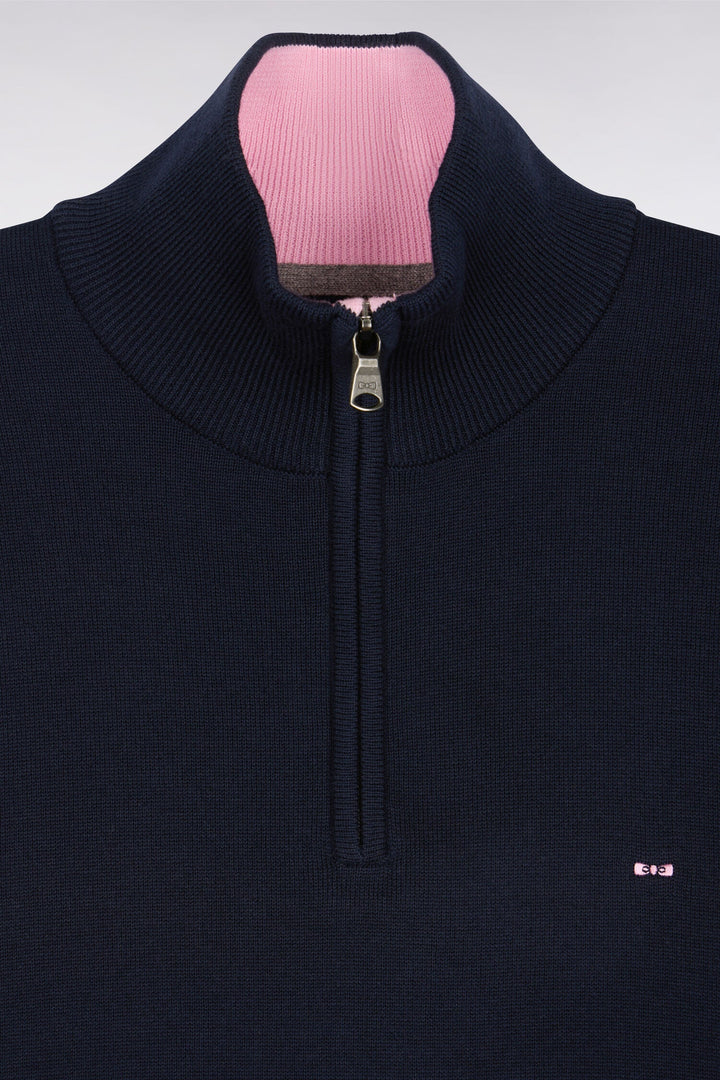 EDEN PARK COTTON 1/2 ZIP - NAVY