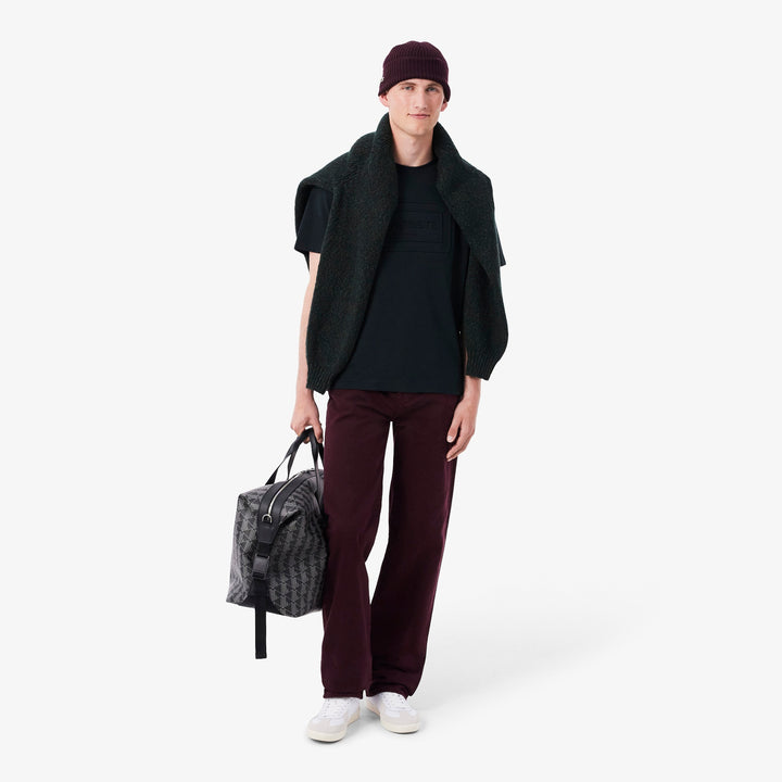 LACOSTE RIB KNIT WOOL BEANIE - OXALIS