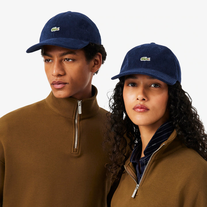 LACOSTE COTTON VELOUR CAP - NAVY BLUE