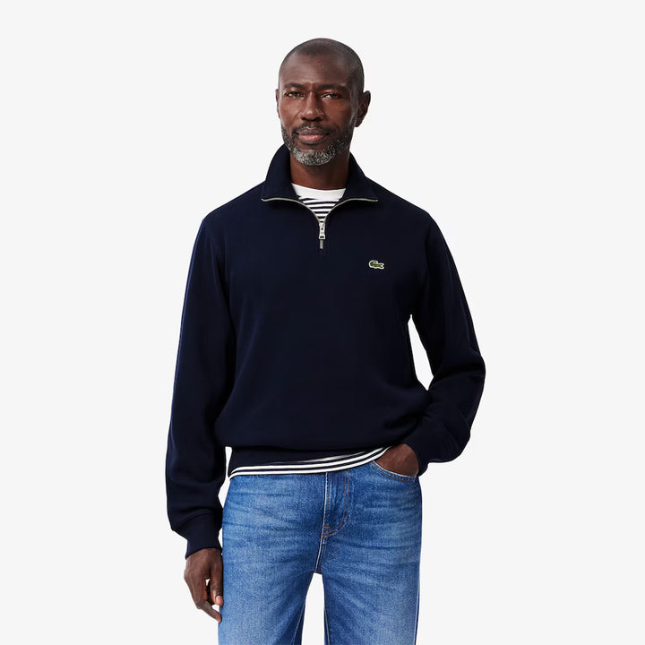 LACOSTE HIGH NECK ZIPPED SWEAT - NAVY