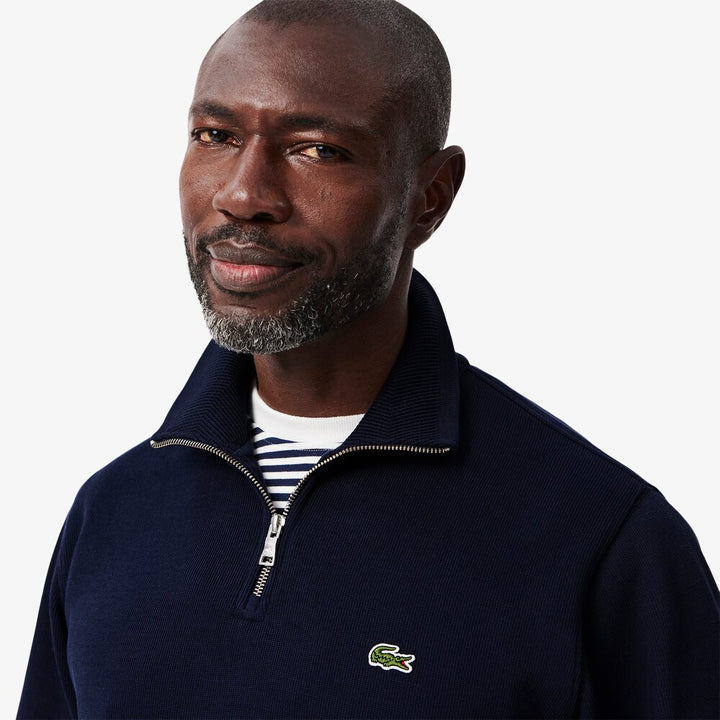 LACOSTE HIGH NECK ZIPPED SWEAT - NAVY