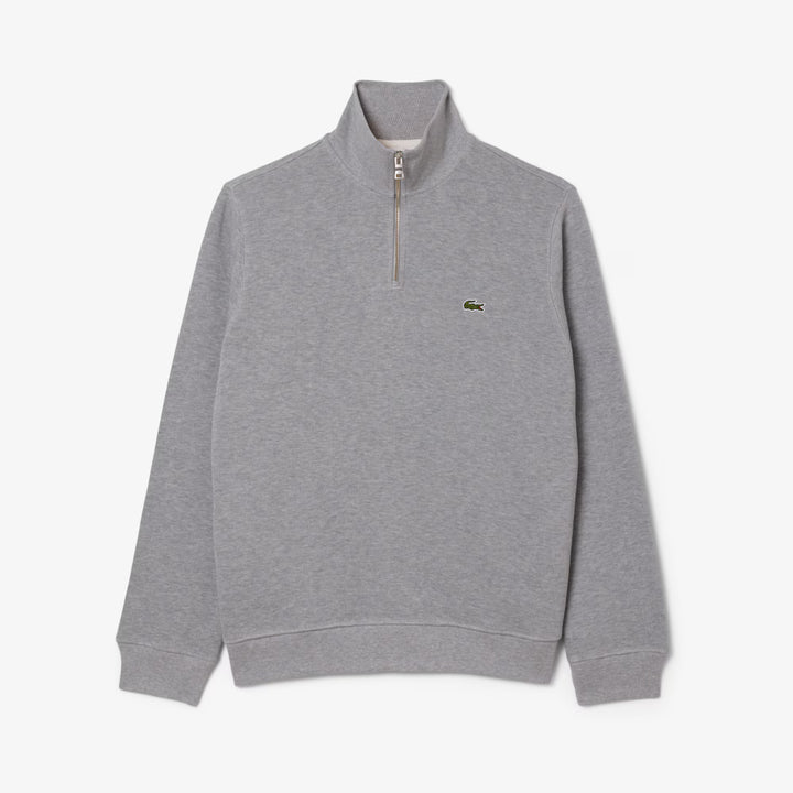 LACOSTE HIGH NECK ZIPPED SWEAT - SILVER