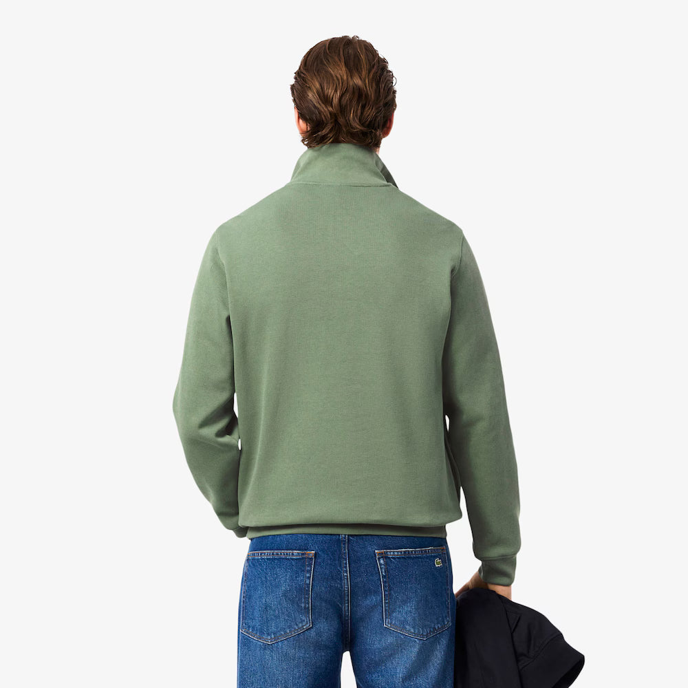 LACOSTE HIGH NECK ZIPPED SWEAT - THYME