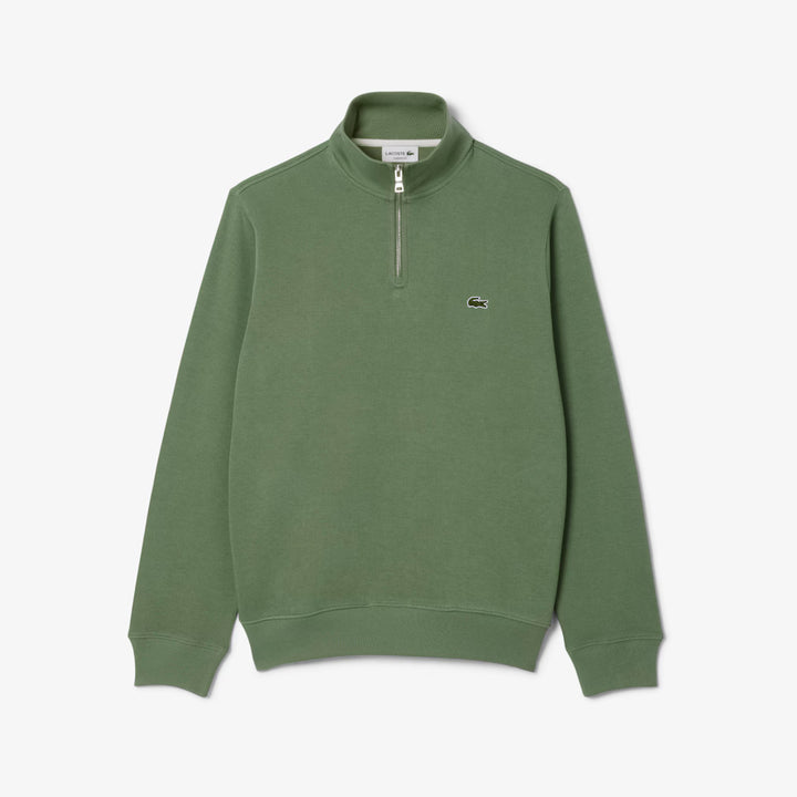 LACOSTE HIGH NECK ZIPPED SWEAT - THYME