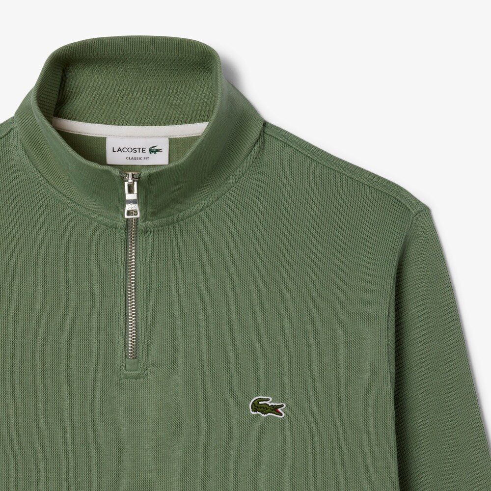 LACOSTE HIGH NECK ZIPPED SWEAT - THYME