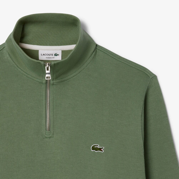 LACOSTE HIGH NECK ZIPPED SWEAT - THYME