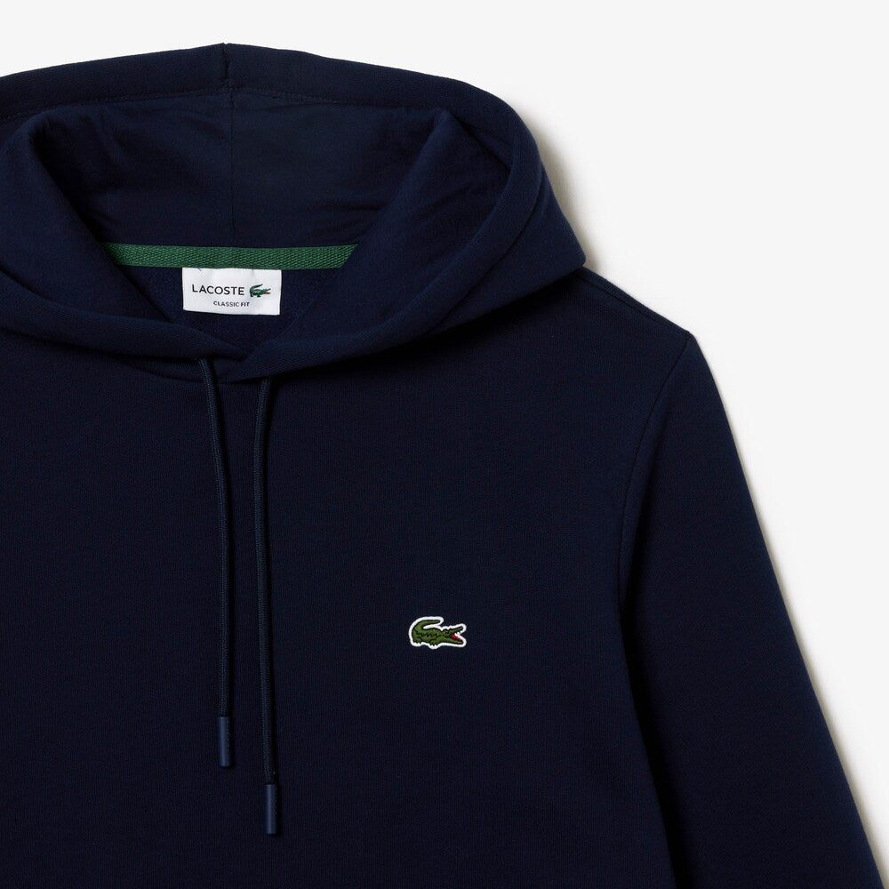 LACOSTE BRUSHED FLEECE HOODIE - NAVY
