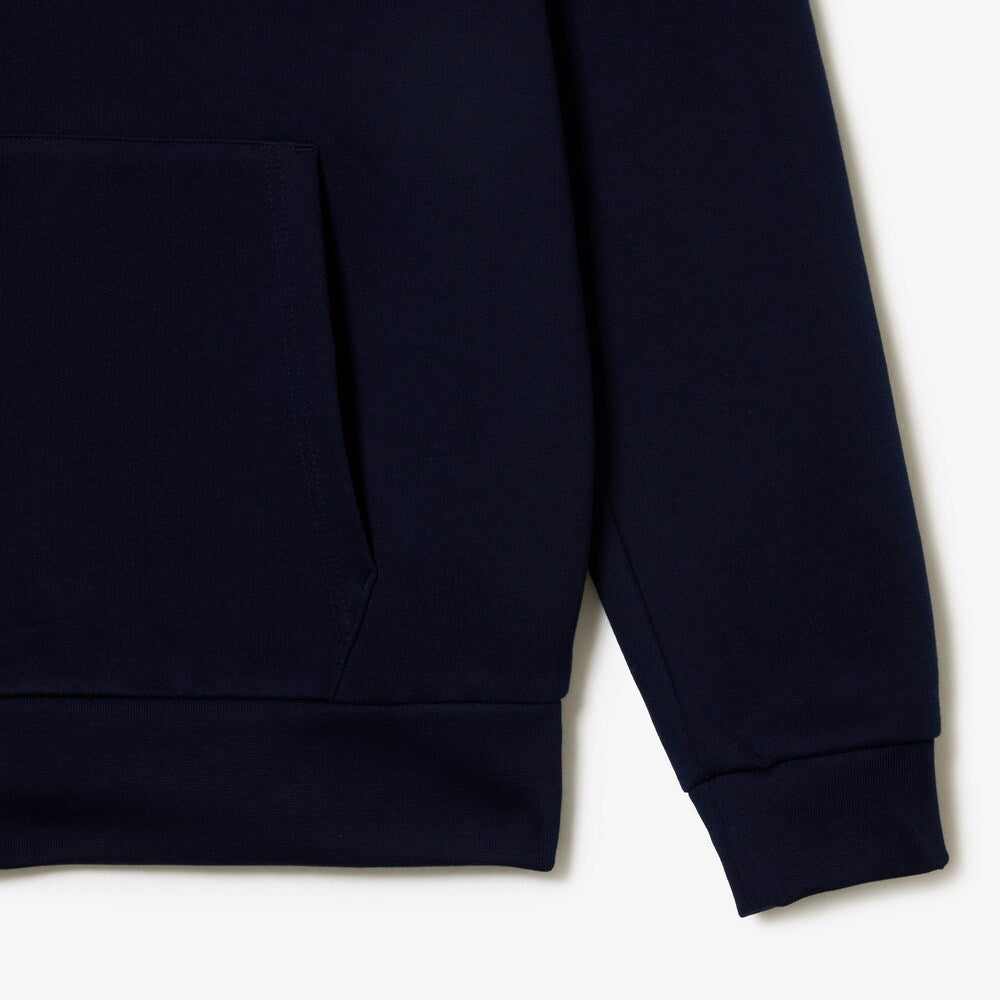 LACOSTE BRUSHED FLEECE HOODIE - NAVY