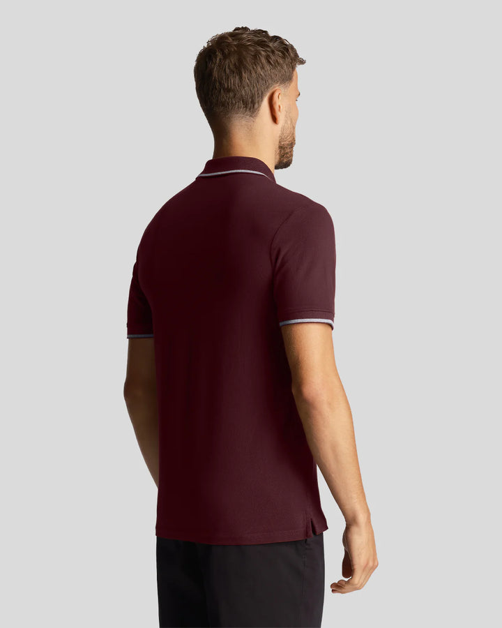 LYLE & SCOTT TIPPED POLO - BURGUNDY/GREY