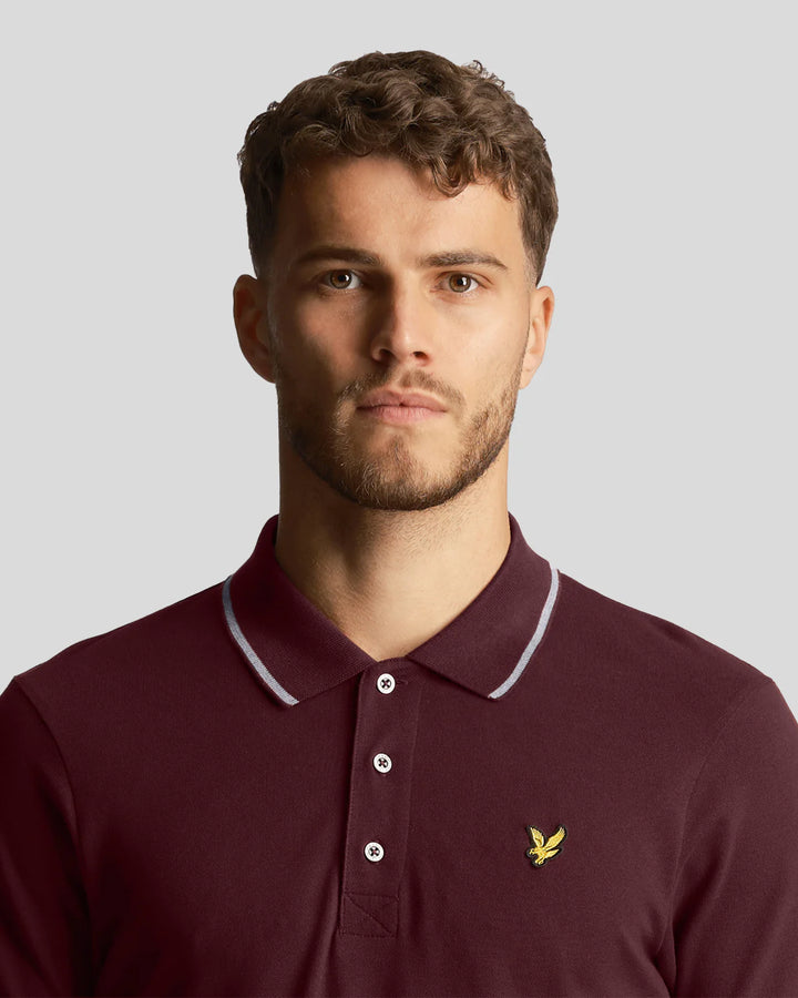 LYLE & SCOTT TIPPED POLO - BURGUNDY/GREY