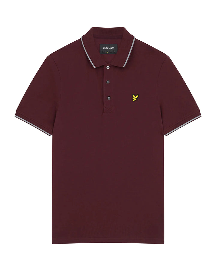 LYLE & SCOTT TIPPED POLO - BURGUNDY/GREY