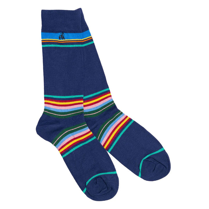 SWOLE PANDA SP456-L NAVY STRIPE SOCKS