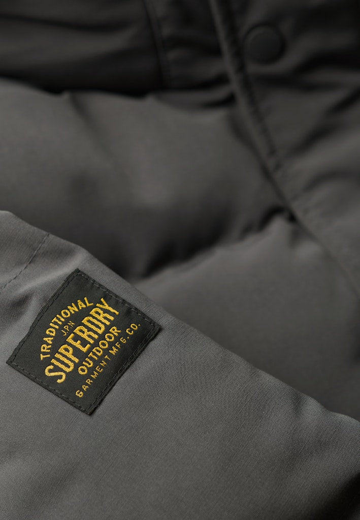 SUPERDRY EVEREST SHORT HOODED PUFFER - CHARCOAL