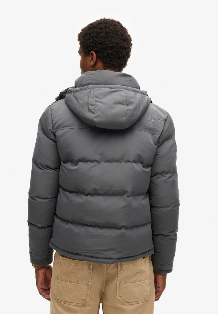 SUPERDRY EVEREST SHORT HOODED PUFFER - CHARCOAL