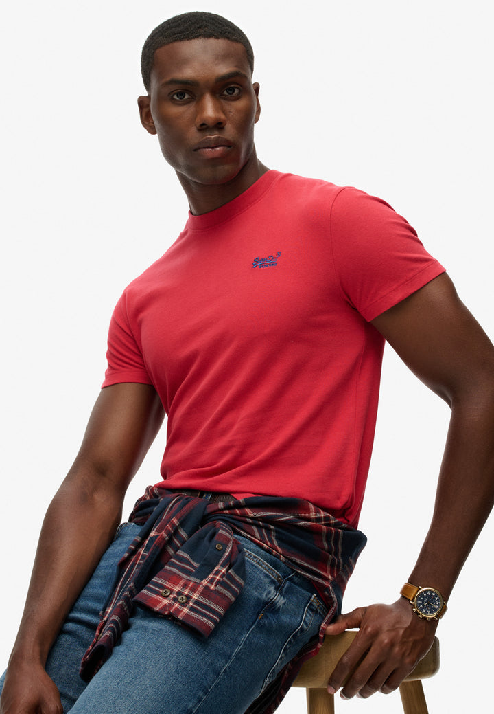 SUPERDRY ESS LOGO EMB TEE - CRANBERRY