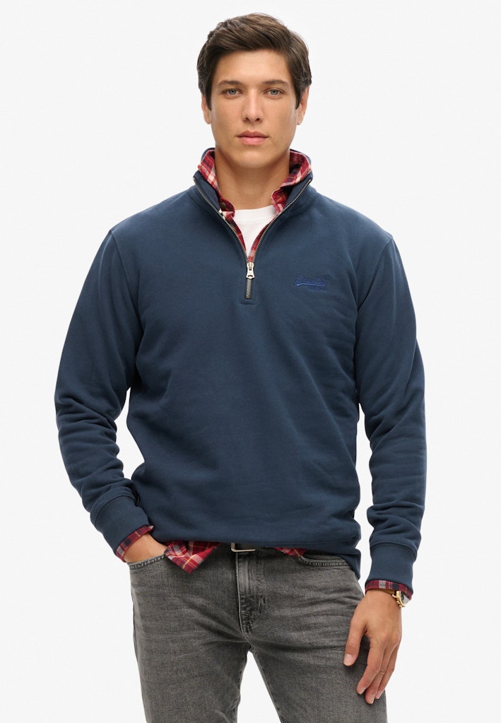 SUPERDRY ESS LOGO 1/2 ZIP - NAVY